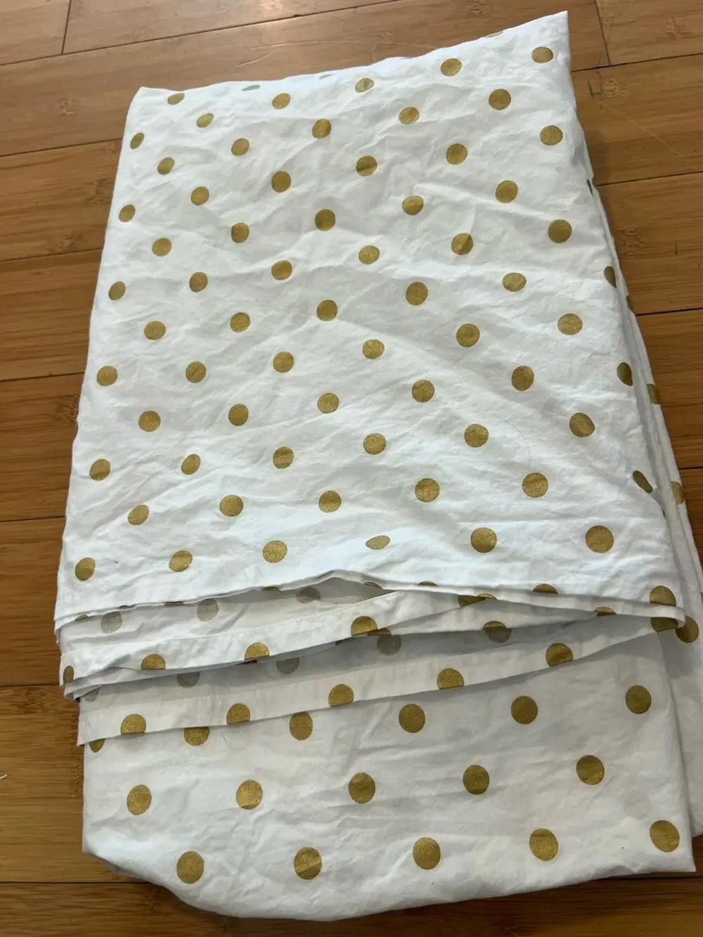 Pottery Barn Teen Emily & Meritt Gold Metallic Dottie Twin Flat Sheet Cotton